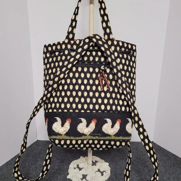 (Rare) Retired Vintage Vera Bradley Chanticleer Rooster Drawstring Backpack - Picture 4 of 13
